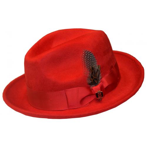Bruno Capelo Red Australian Wool Fur Felt Fedora Dress Hat LU-105